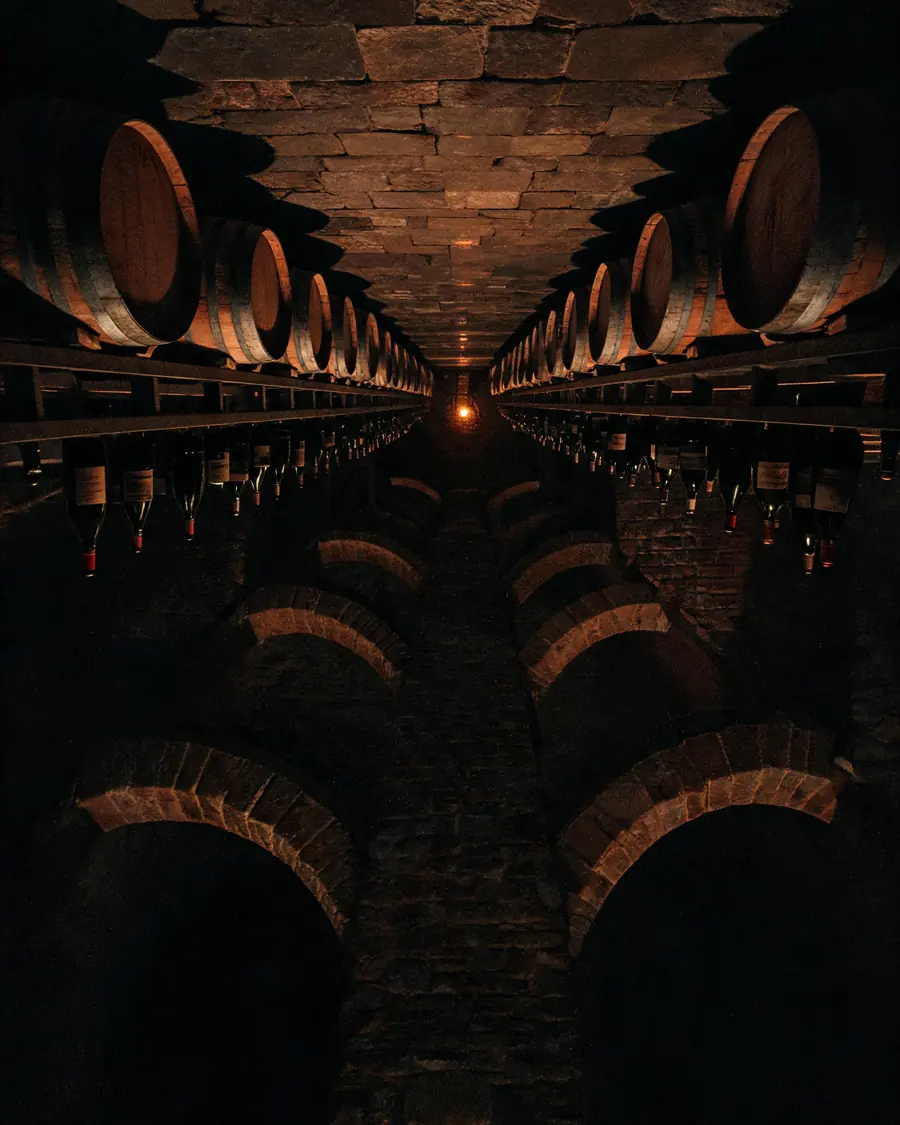 Winery concept, cellar and label detail