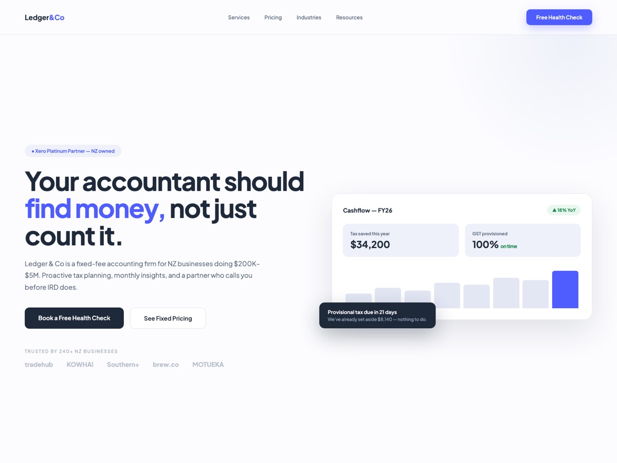 Accounting Firm website design — screen 1