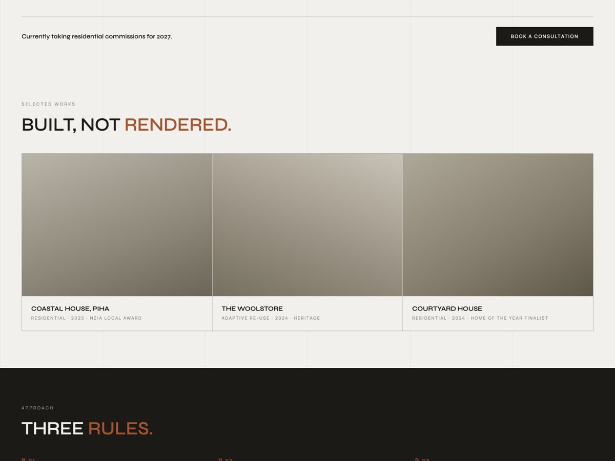 Architecture Studio website design — screen 2