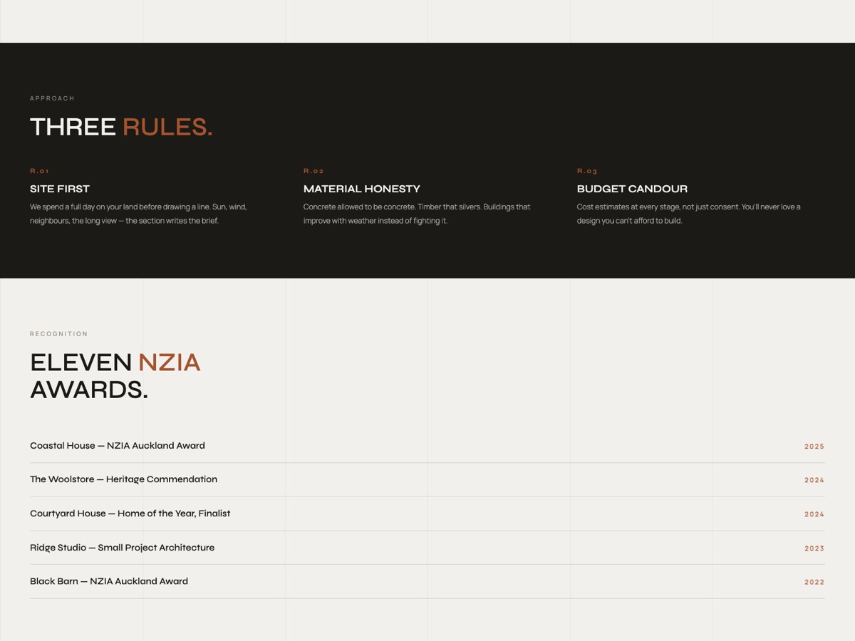 Architecture Studio website design — screen 3