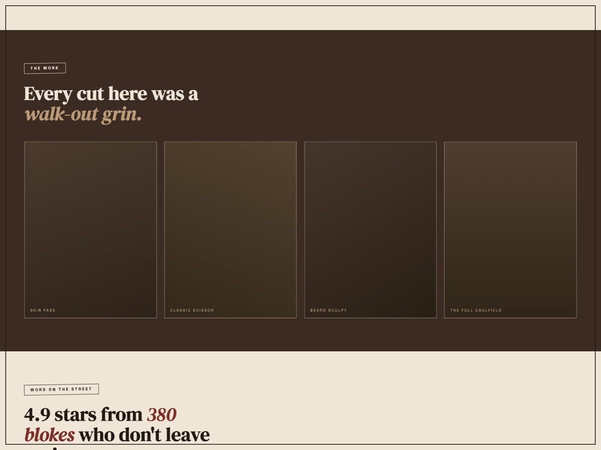 Barber Shop website design — screen 3