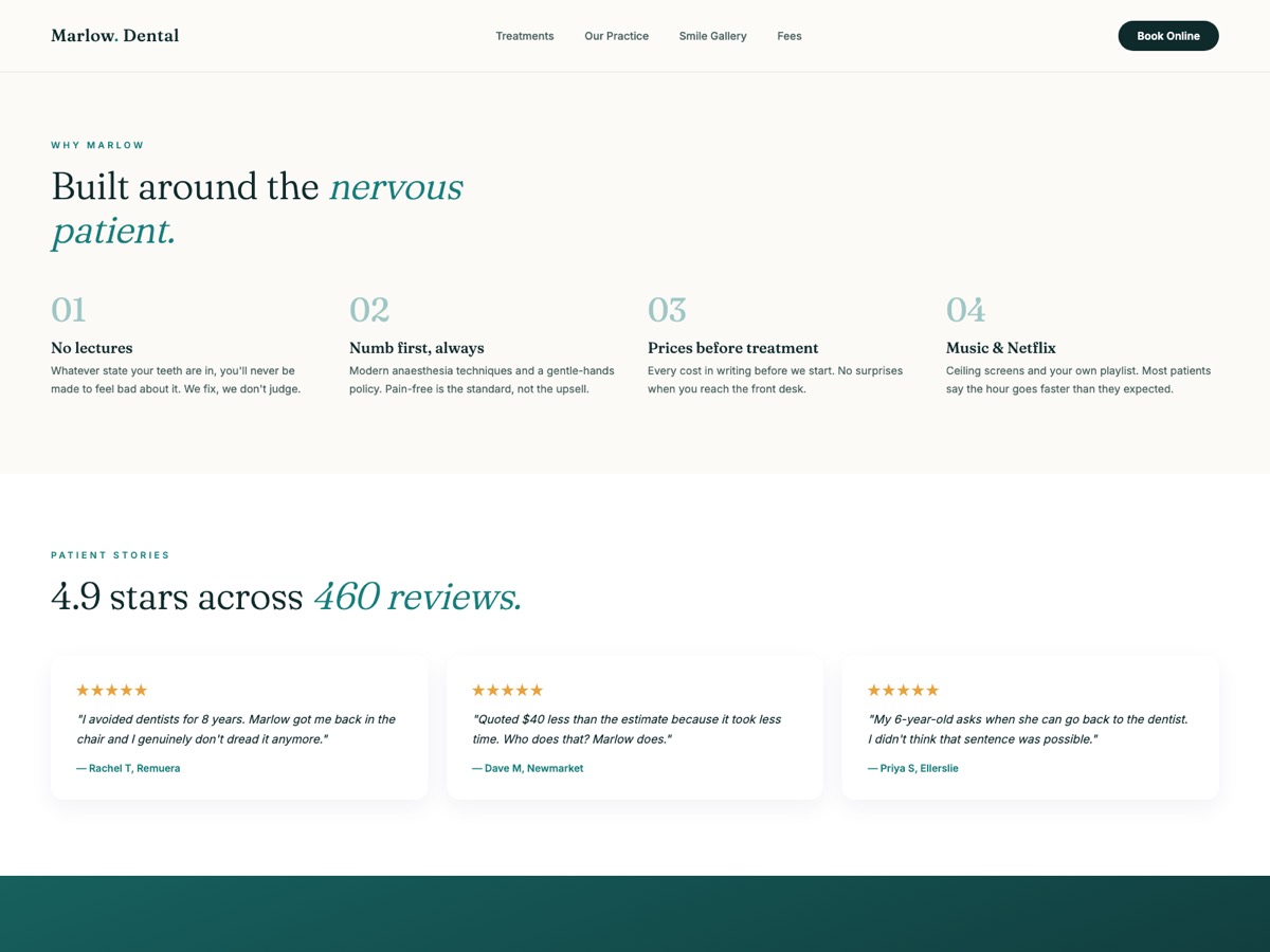 Dental Practice website design — screen 3