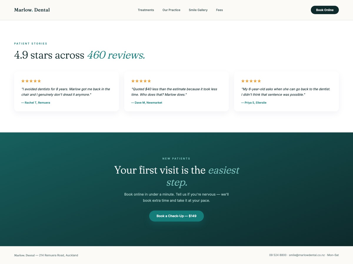 Dental Practice website design — screen 5