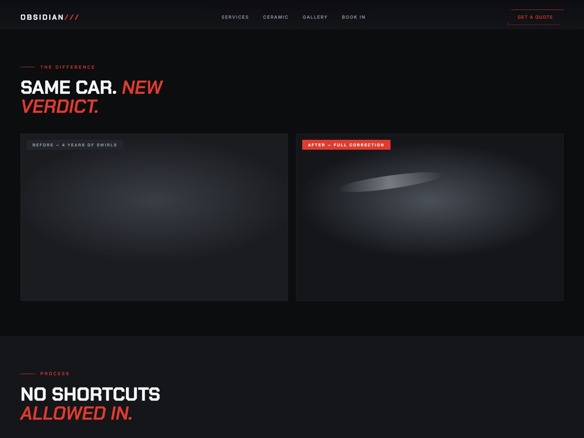 Car Detailing website design — screen 3