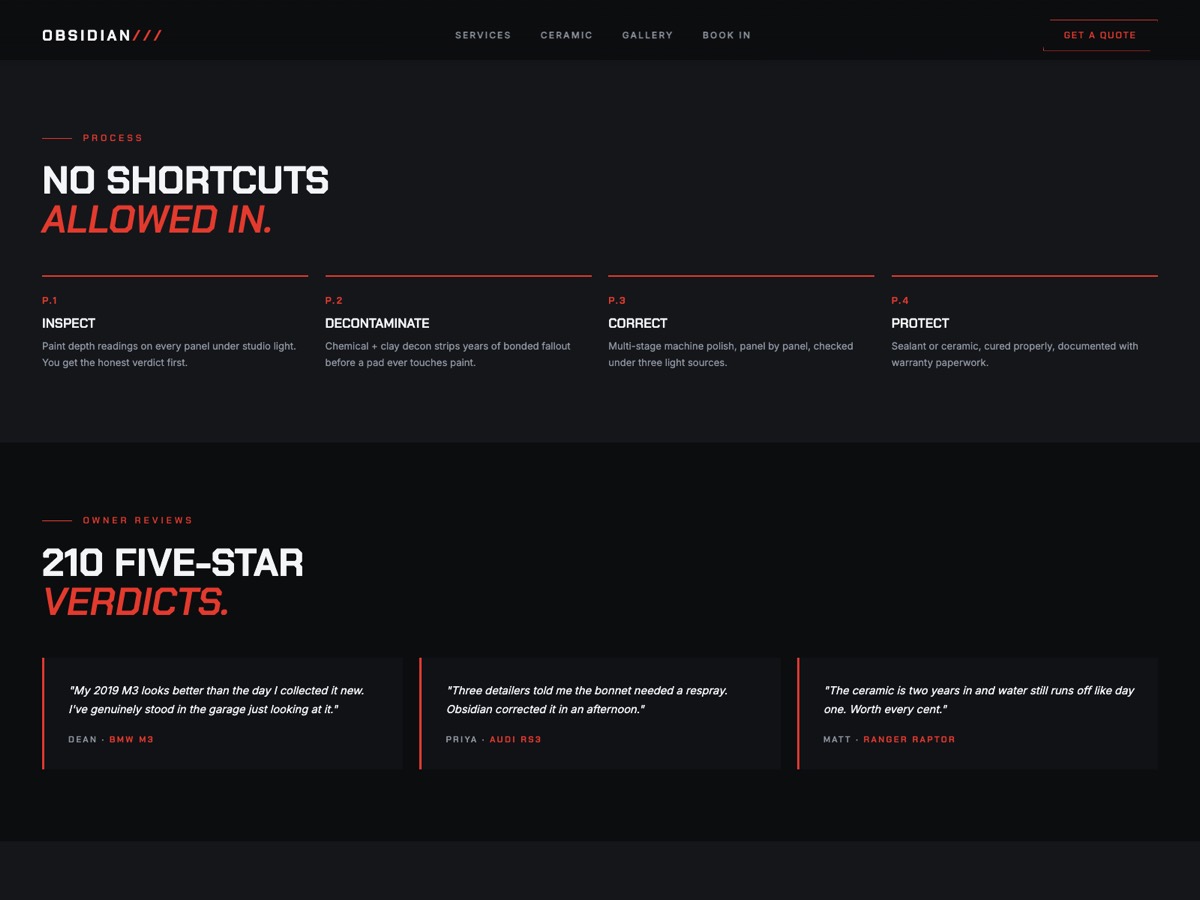 Car Detailing website design — screen 4