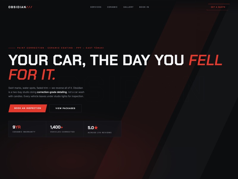 Car Detailing — homepage design