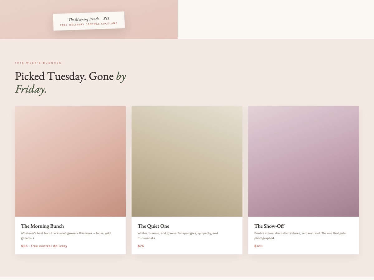 Florist website design — screen 2