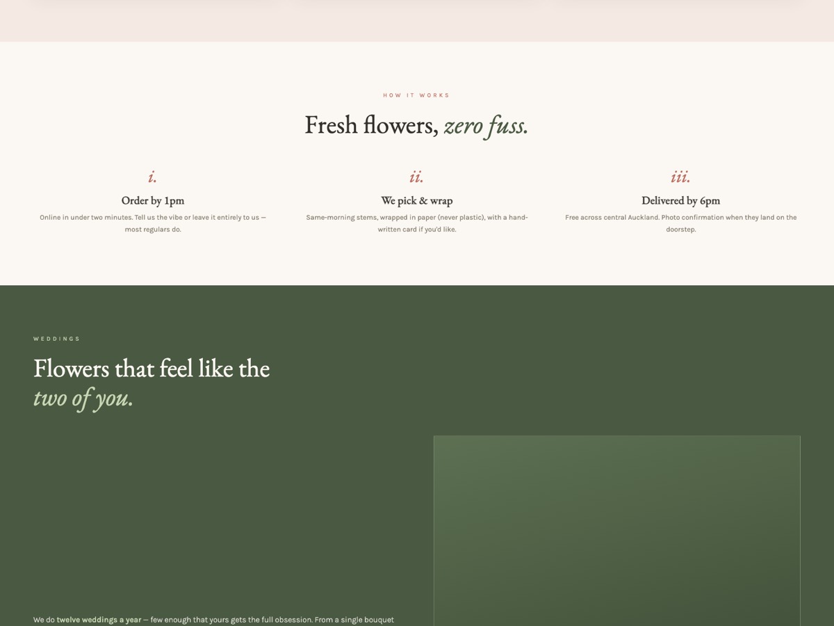 Florist website design — screen 3