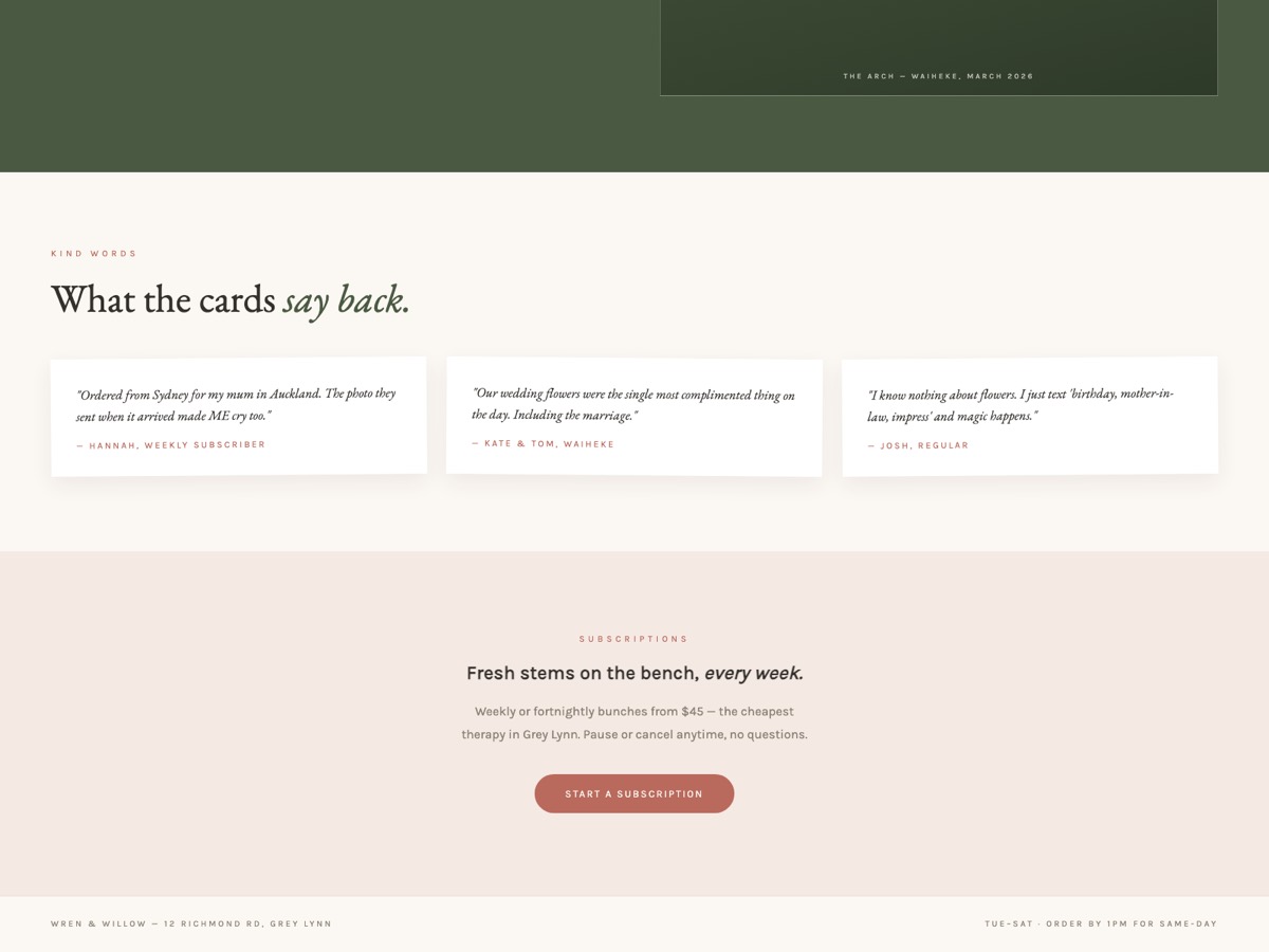 Florist website design — screen 5