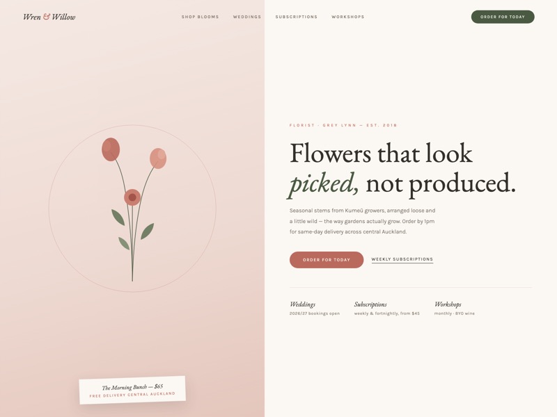 Florist — homepage design