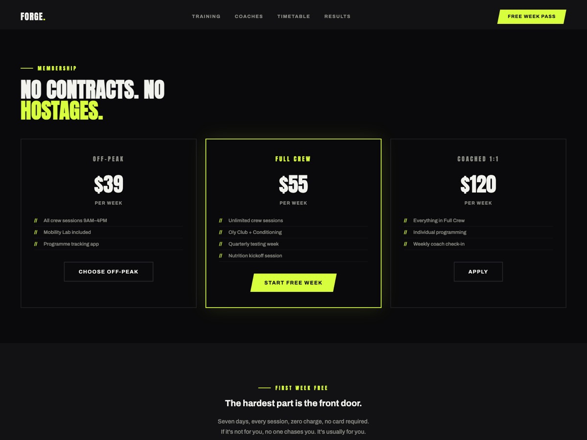 Gym website design — screen 5