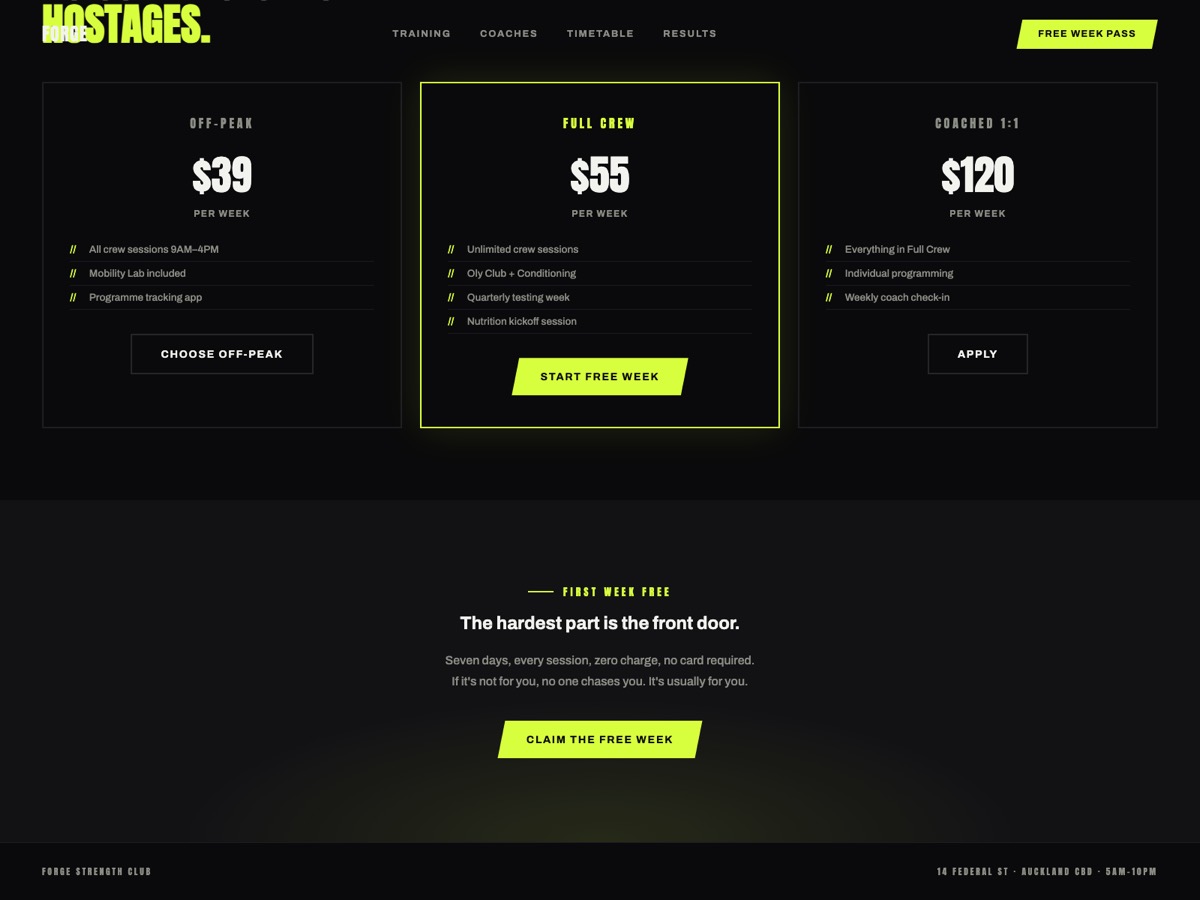 Gym website design — screen 6
