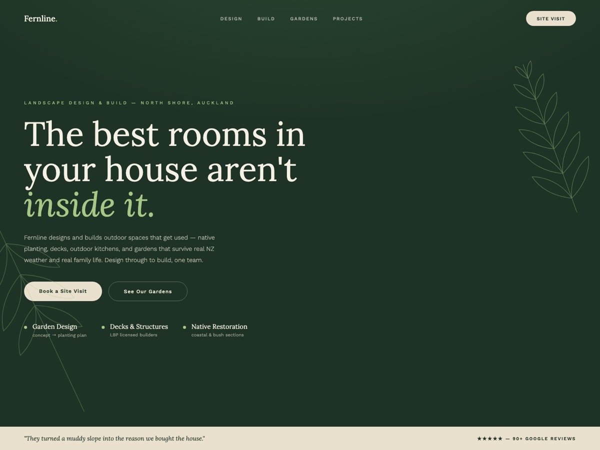 Landscaping website design — screen 1