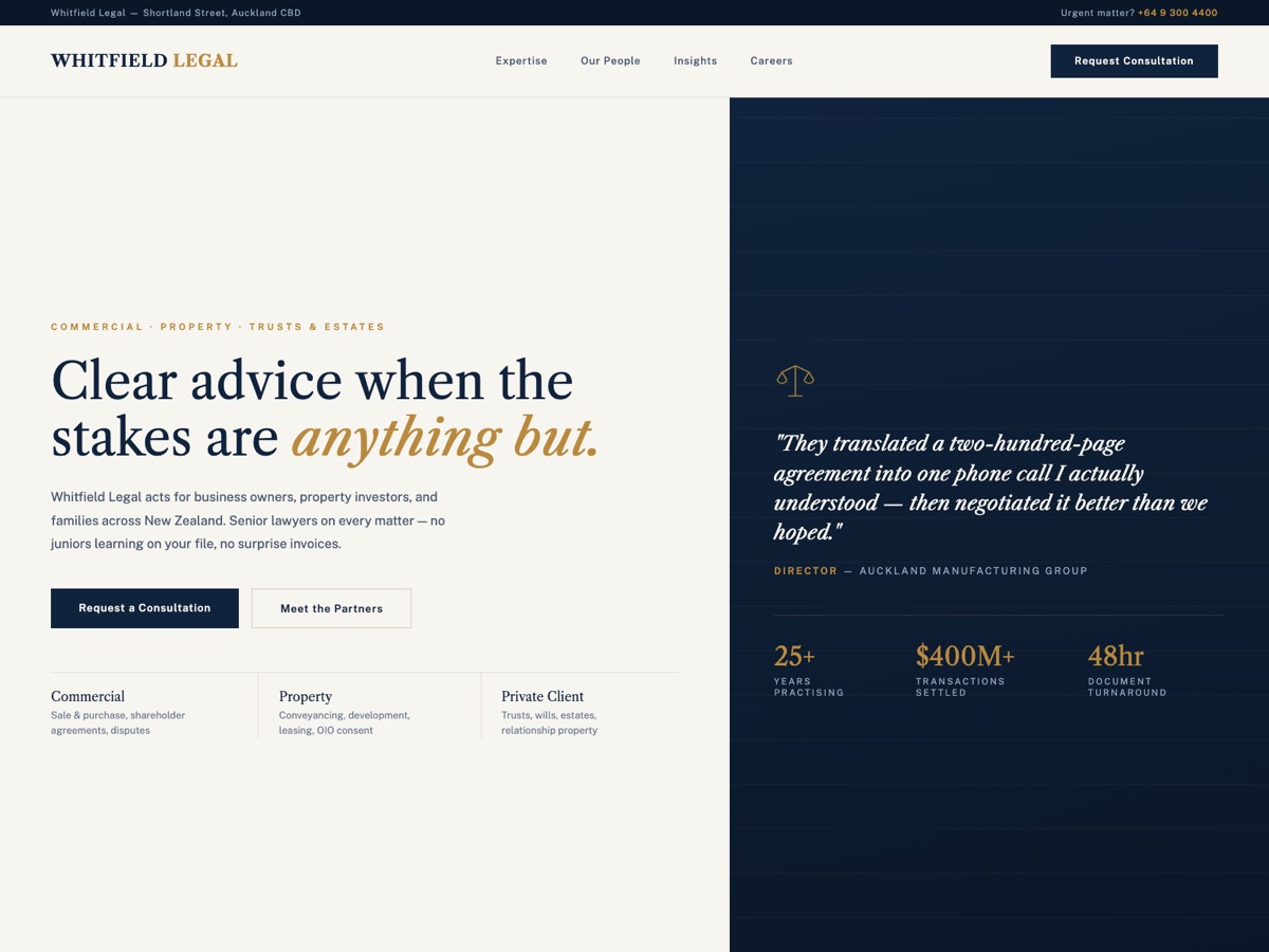 Law Firm website design — screen 1
