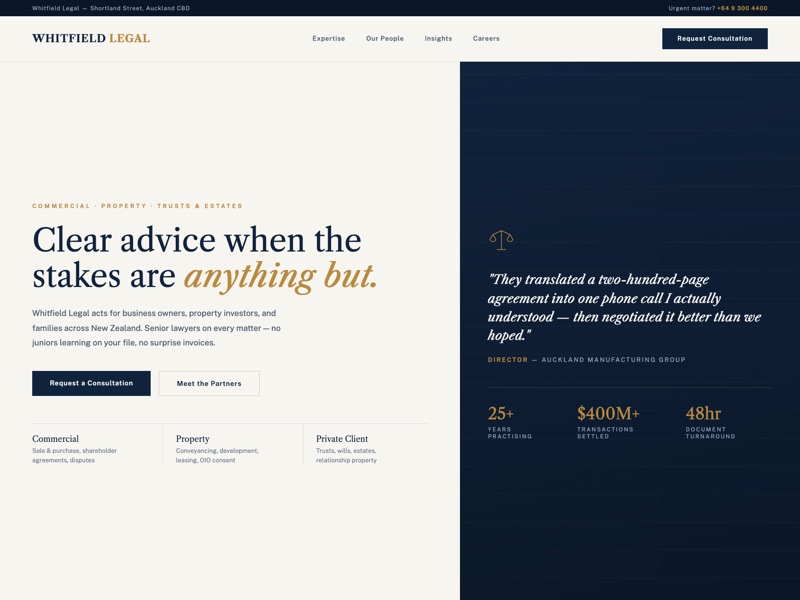 Law Firm — homepage design