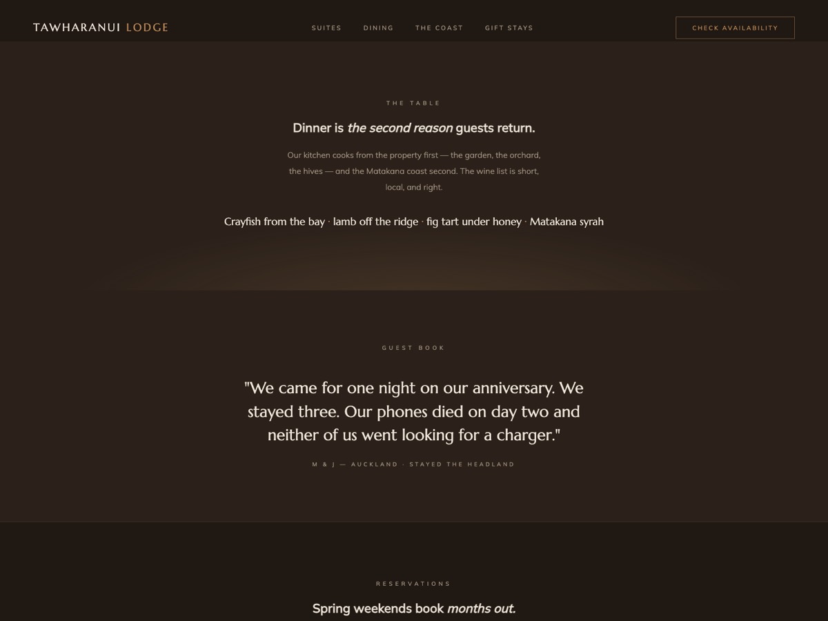 Boutique Lodge website design — screen 4