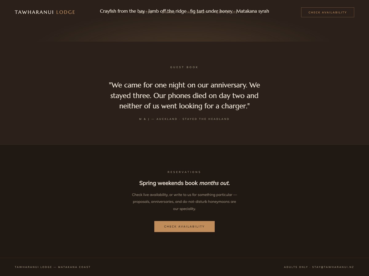 Boutique Lodge website design — screen 5