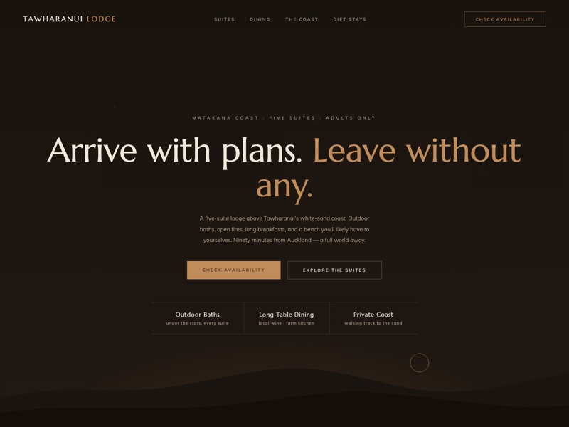 Boutique Lodge — homepage design
