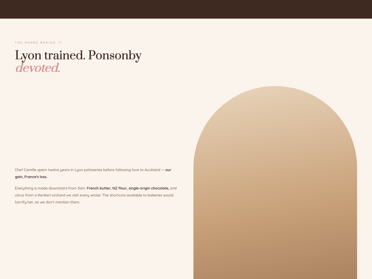 Patisserie website design — screen 4
