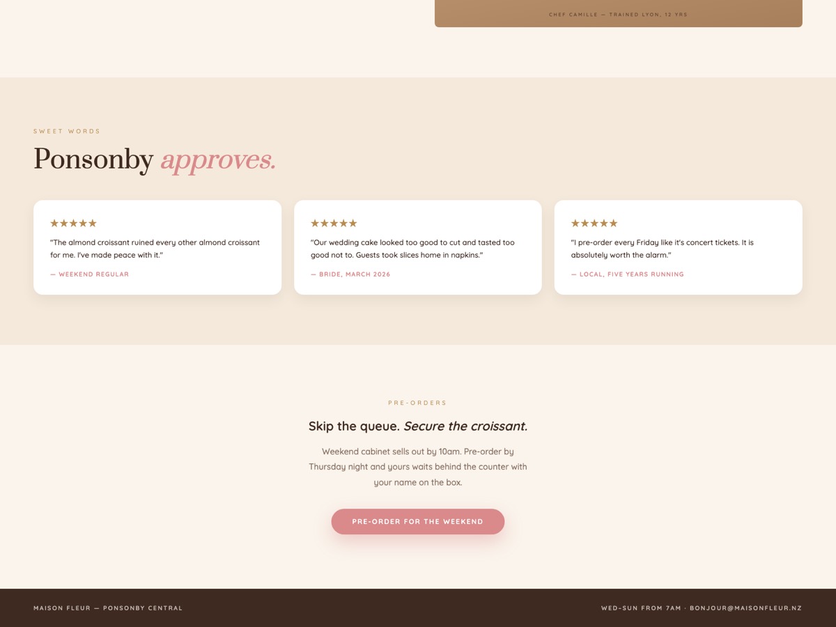 Patisserie website design — screen 6