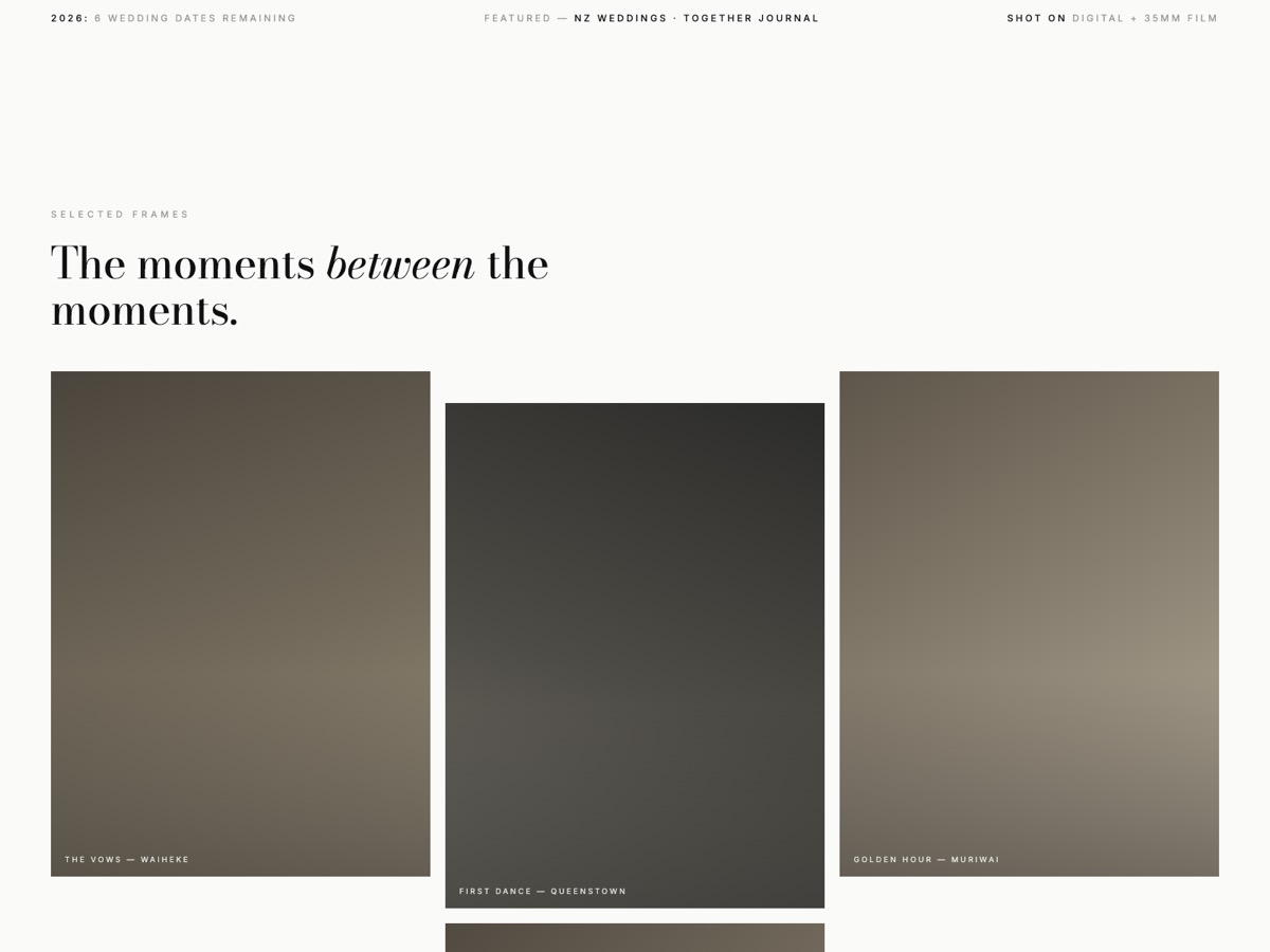 Photography website design — screen 2