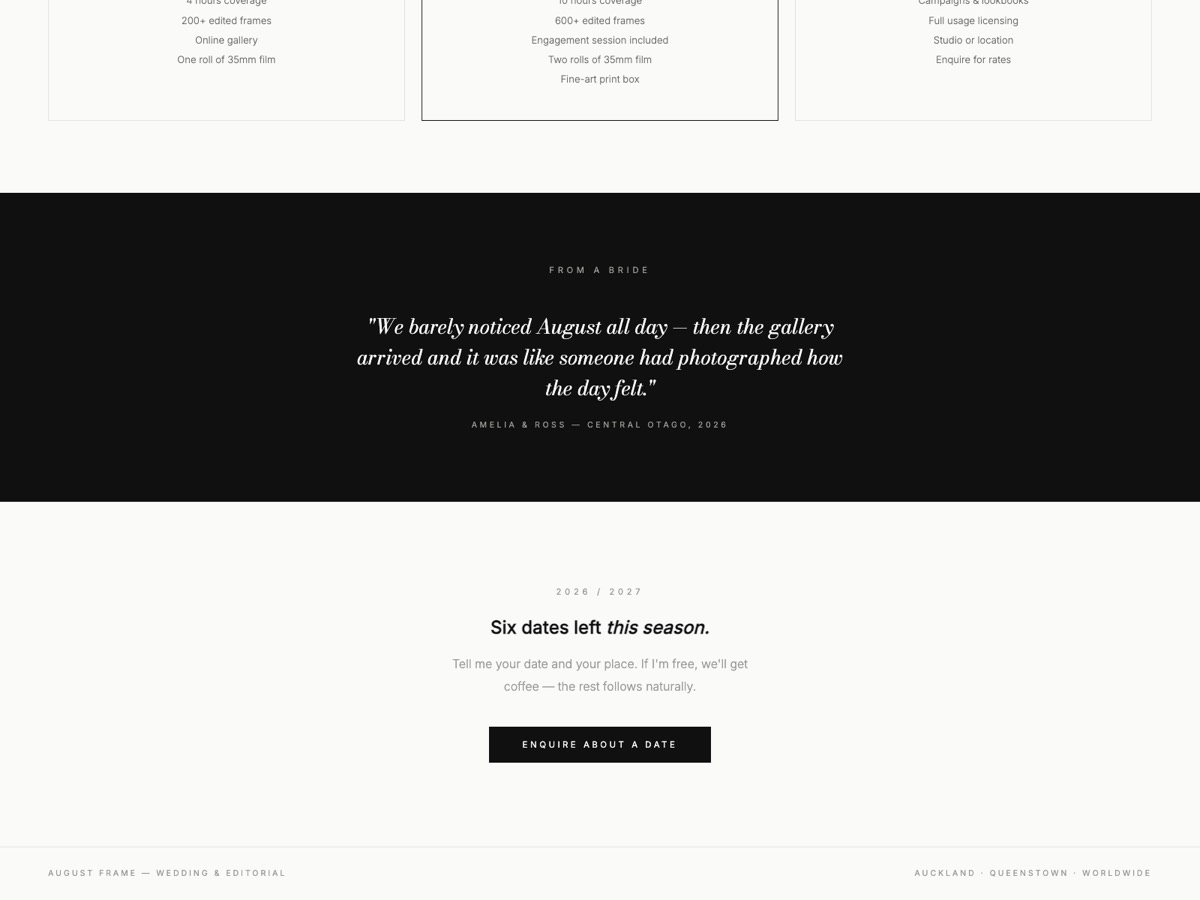 Photography website design — screen 5