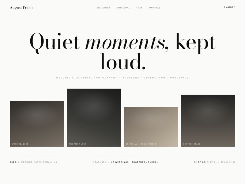 Photography — homepage design