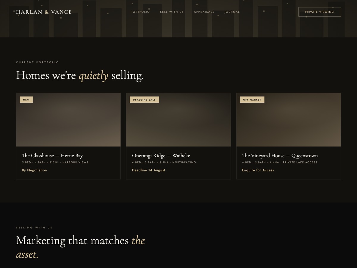 Real Estate Agency website design — screen 2