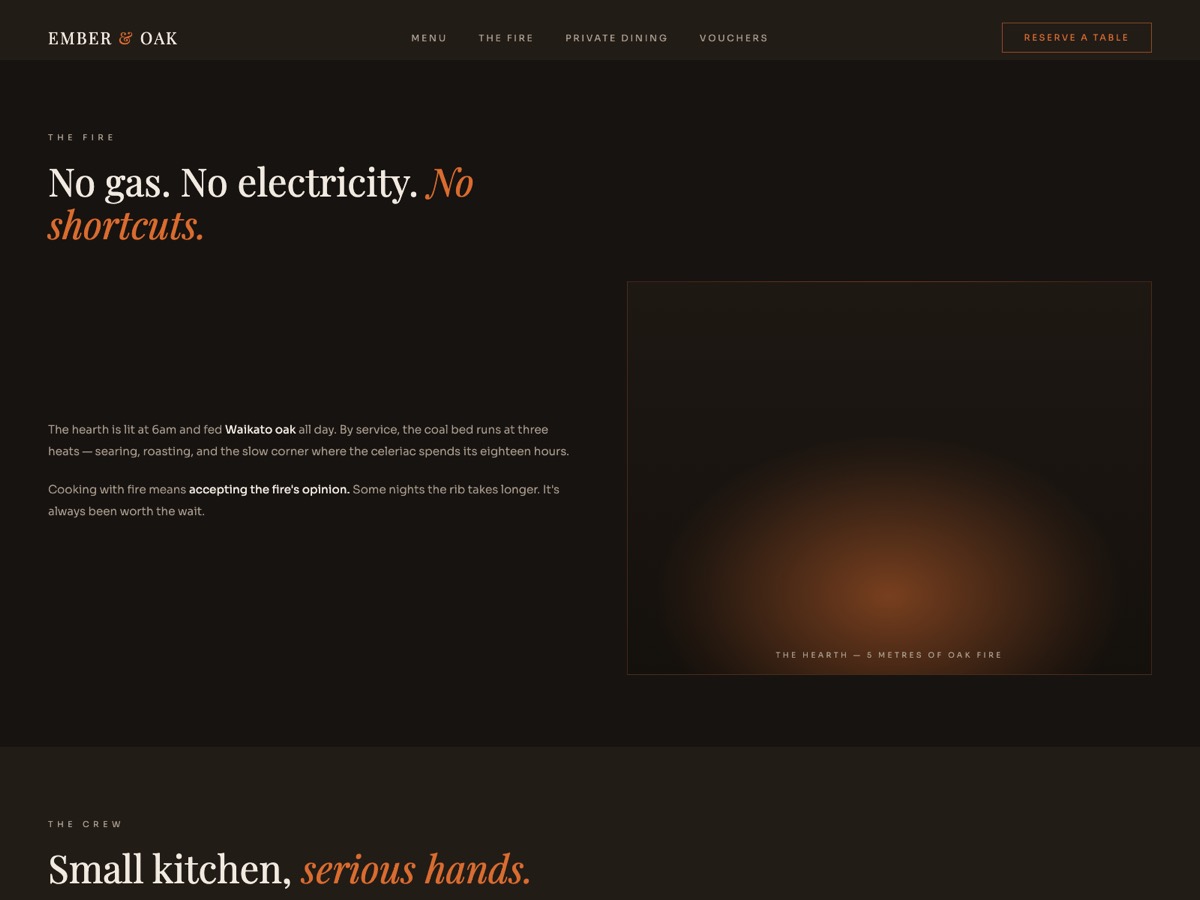 Restaurant website design — screen 3