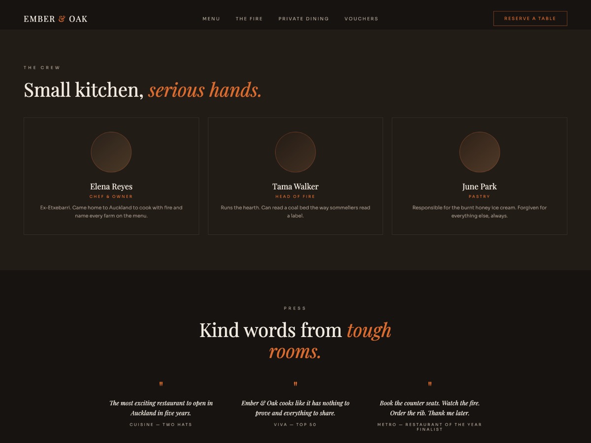 Restaurant website design — screen 4