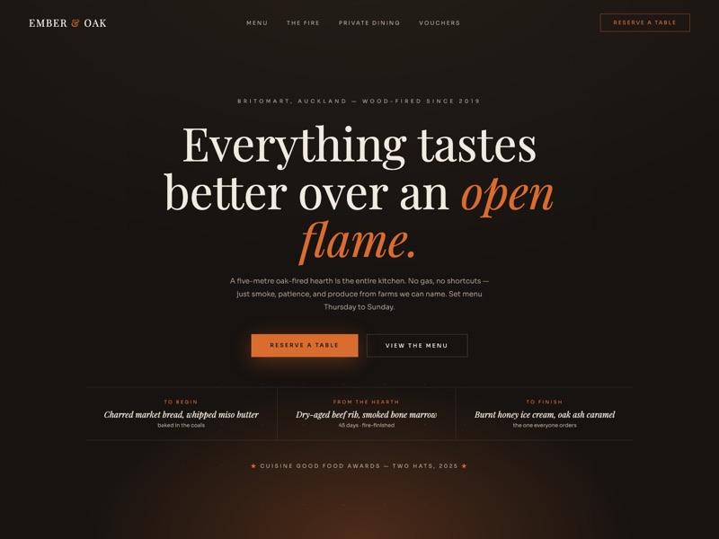 Restaurant — homepage design