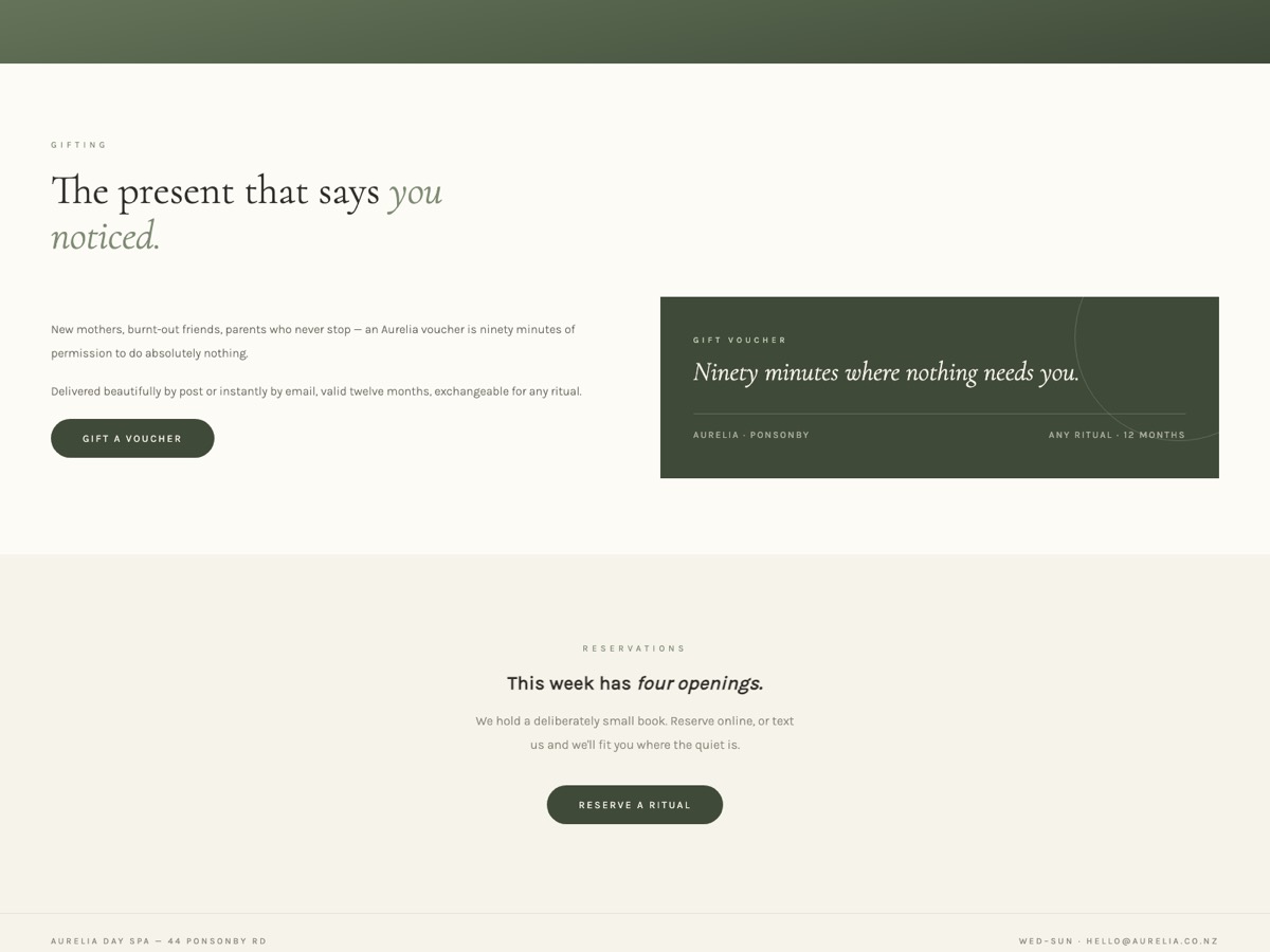 Day Spa website design — screen 5