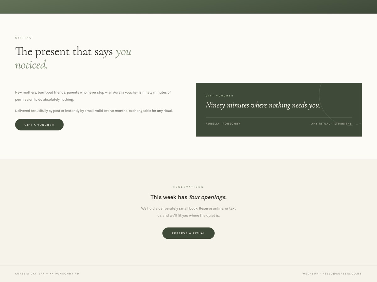 Day Spa website design — screen 6