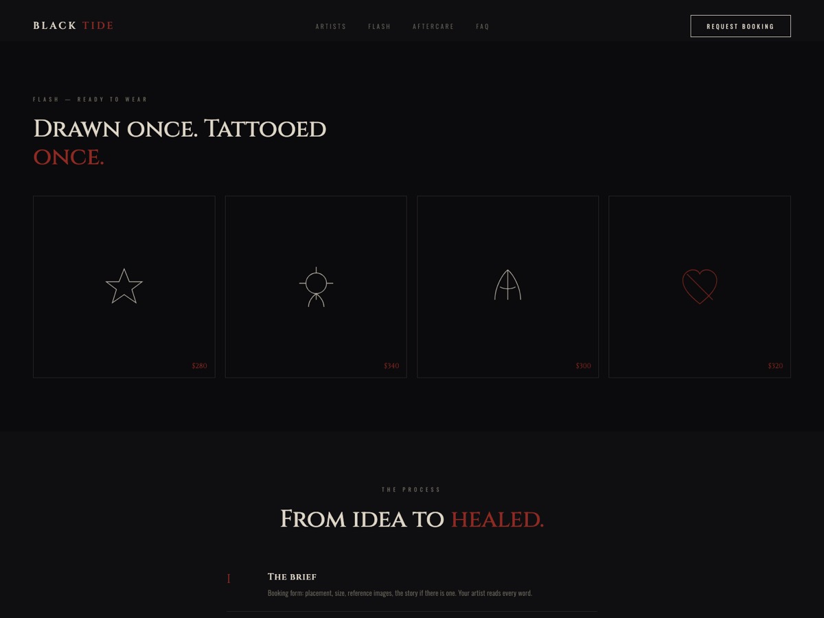 Tattoo Studio website design — screen 3