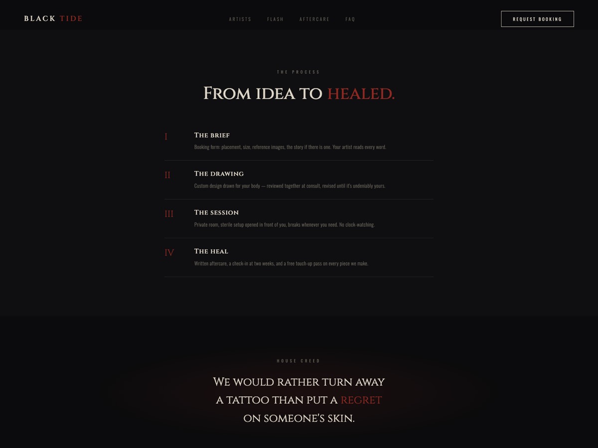Tattoo Studio website design — screen 4