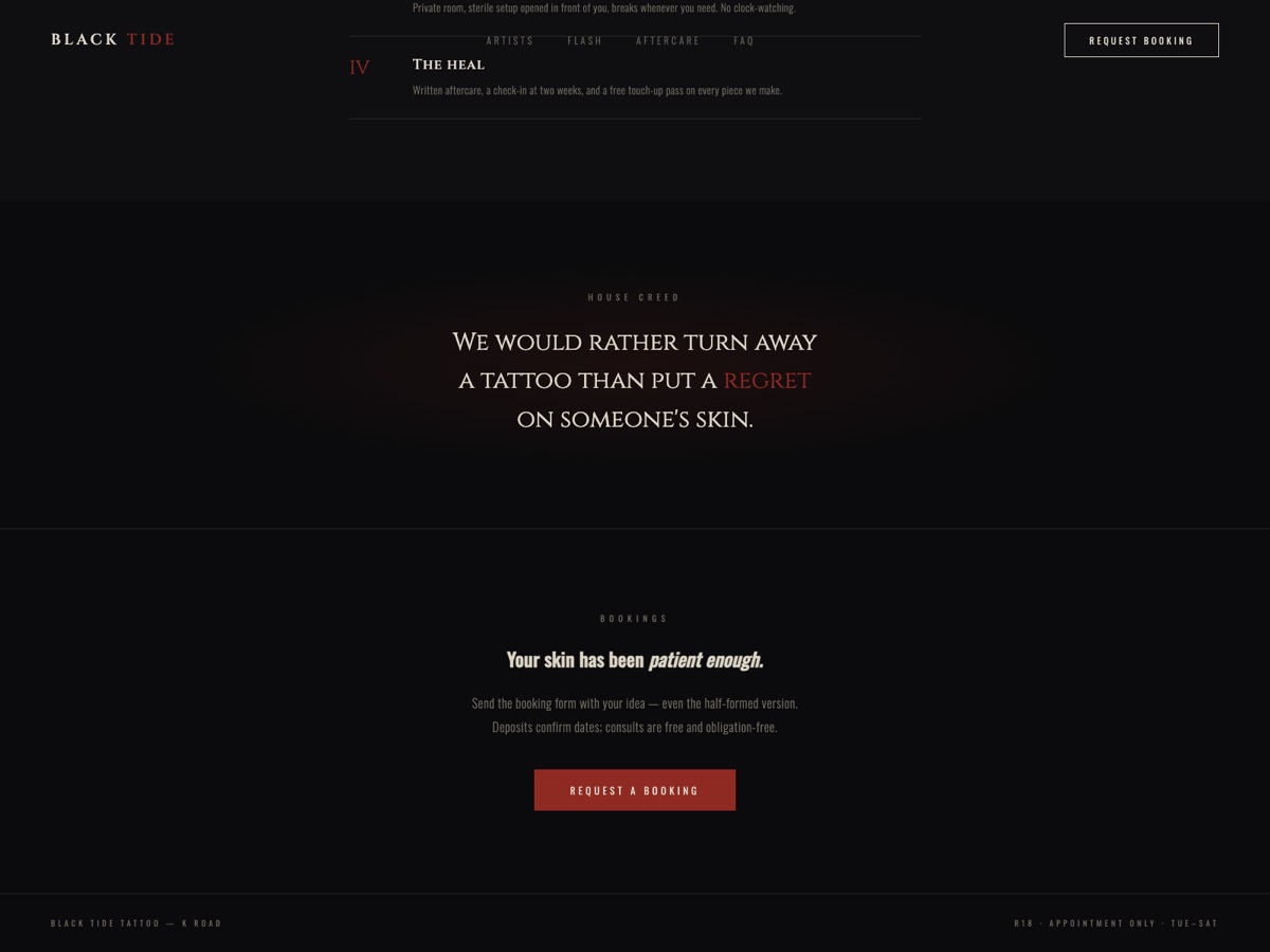 Tattoo Studio website design — screen 5